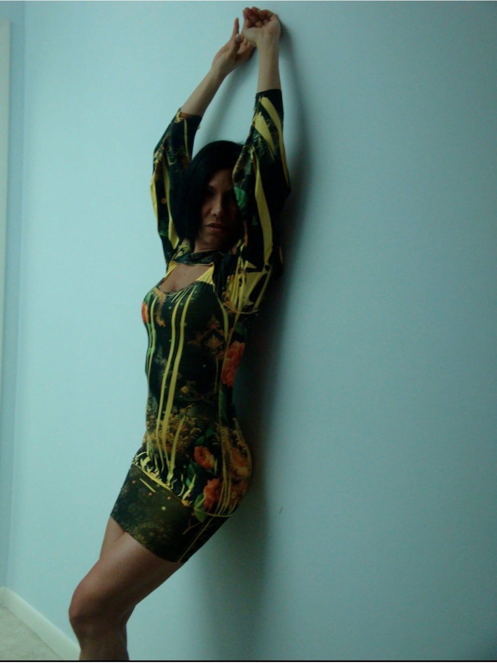 Monaco Black Floral Mini Dress with Yellow Accents - South Beach